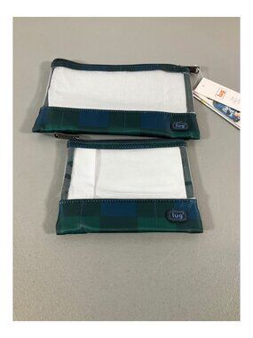 Lug Quilted Plaid Navy Clearview Envelopes, Set of 2, Zippered Unisex Storage Po